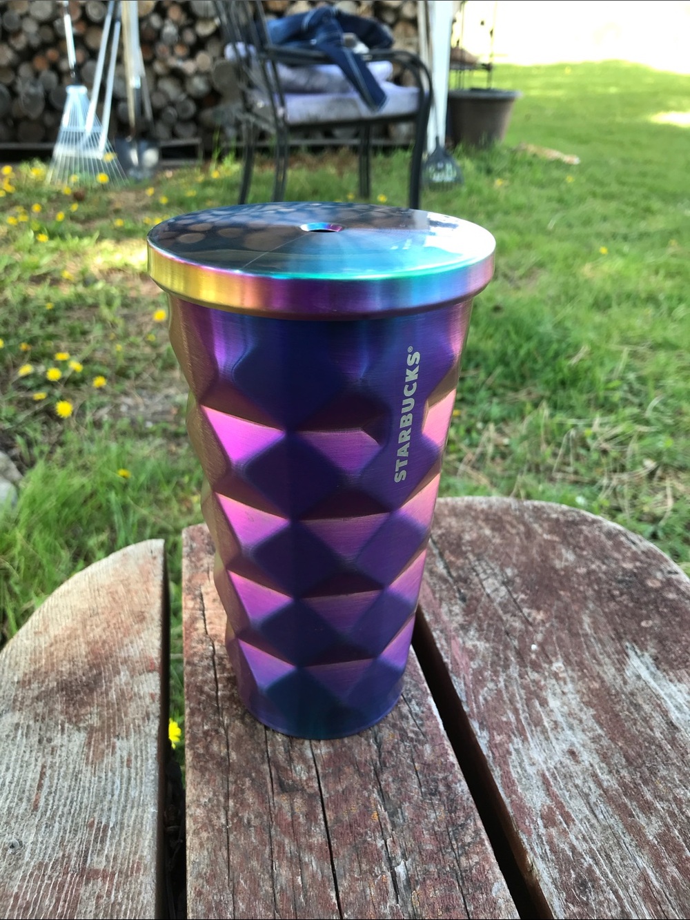 Starbucks 16 Ounce Iridescent Geometric Stainless Steel Travel Tumbler